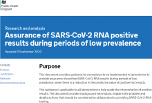 Assurance of SARS-CoV-2 RNA positive results during periods of low prevalence [Updated 9th September 2020]